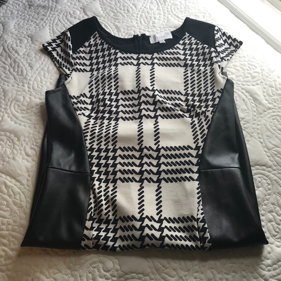 Jaye.e. Black and Cream Dress with Faux Leather - Picture 6 of 8